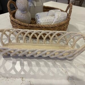 Handmade Woven Ceramic Centerpiece - Cream